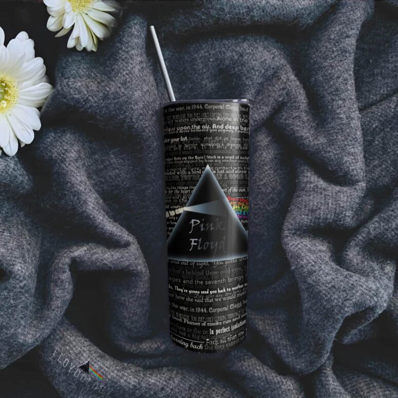 Lyric Collage Prism Vintage Skinny Stainless Steel Pink Floyd Tumbler Lyric Collage Prism Vintage Skinny Stainless Steel Pink Floyd Tumbler