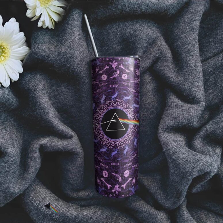 Pink Floyd Dark Side of the Moon Album Psychedelic Skinny Stainless Steel Tumbler