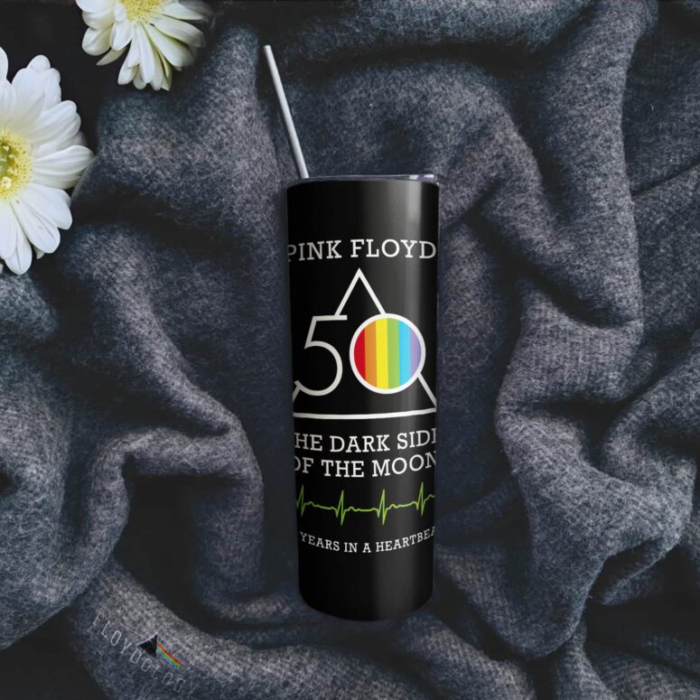 The Dark Side Of The Moon 50 Years In A Heartbeat Skinny Stainless Steel Pink Floyd Tumbler