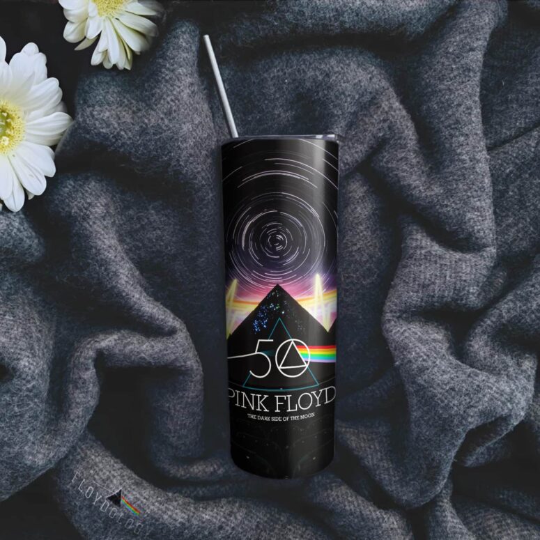 The Dark Side Of The Moon Pyramid Night Sky Skinny Stainless Steel Pink Floyd Tumbler