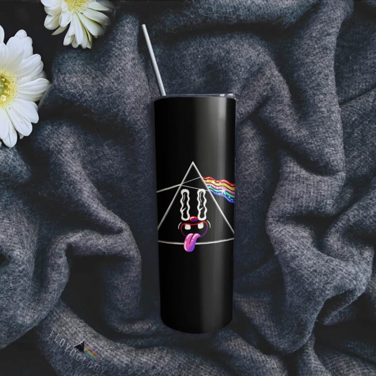 The Dark Side Of The Moon Retro PopArt Illustration Skinny Stainless Steel Pink Floyd Tumbler
