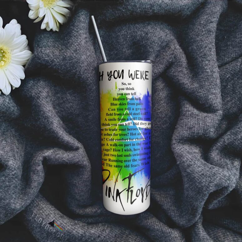 Wish You were here lyric Art Skinny Stainless Steel Pink Floyd Tumbler