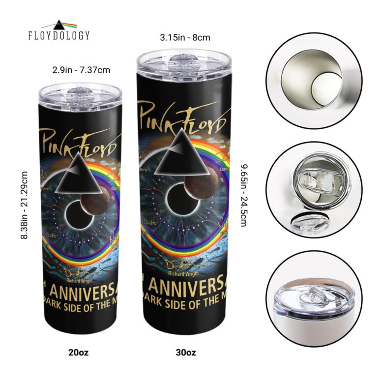 Dark Side Of The Moon 50th Anniversary Signed Skinny Stainless Steel Pink Floyd Tumbler