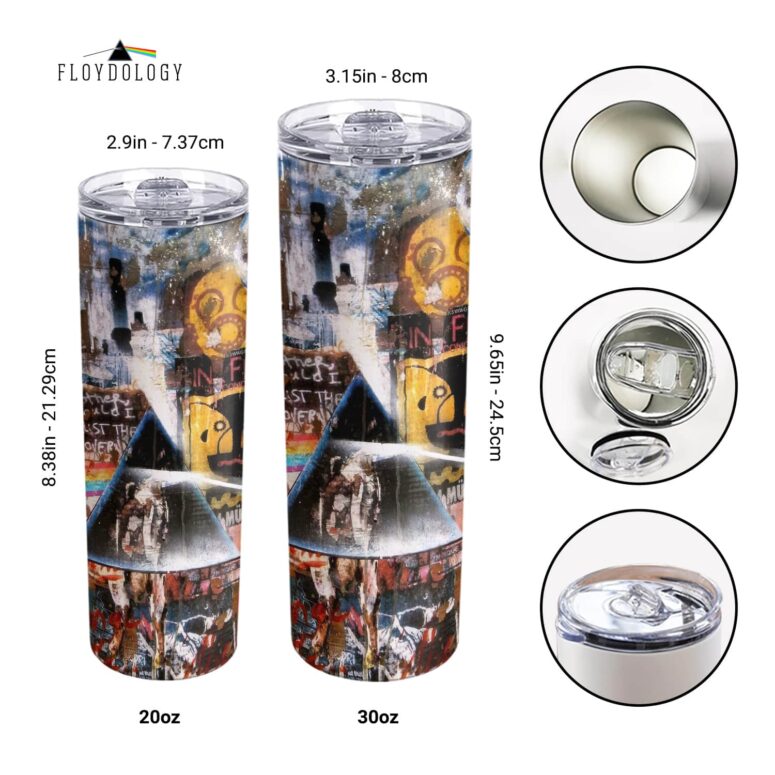 Album Cover Collage DSOTM Pulse The Wall Skinny Stainless Steel Pink Floyd Tumbler Album Cover Collage DSOTM Pulse The Wall Skinny Stainless Steel Pink Floyd Tumbler