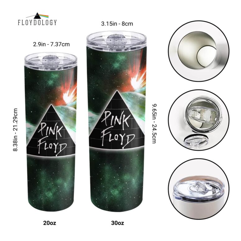 Dark Side Of Moon Galaxy Green Skinny Stainless Steel Pink Floyd Tumbler