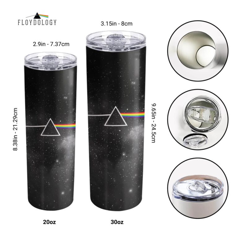 Dark Side Of The Moon Art Black Skinny Stainless Steel Pink Floyd Tumbler