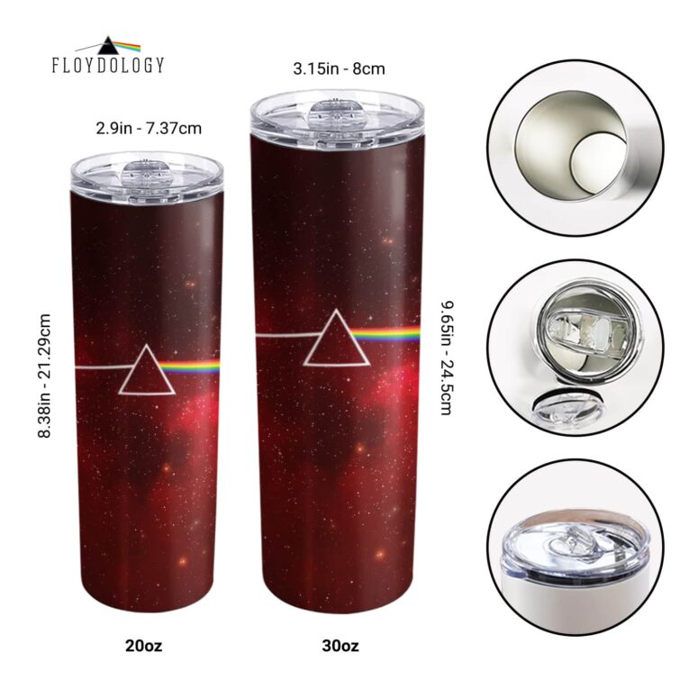 Dark Side Of The Moon Art Red Skinny Stainless Steel Pink Floyd Tumbler