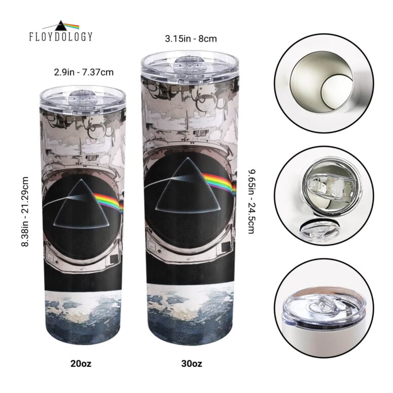 Dark Side Of The Moon Astronaut Skinny Stainless Steel Pink Floyd Tumbler