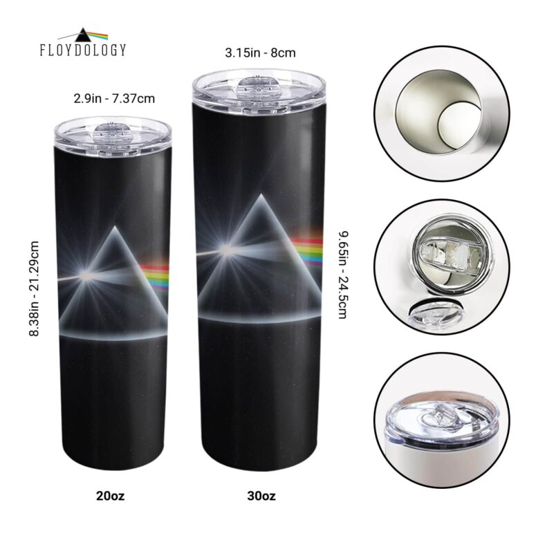 Dark Side Of The Moon Cover Art Skinny Stainless Steel Pink Floyd Tumbler
