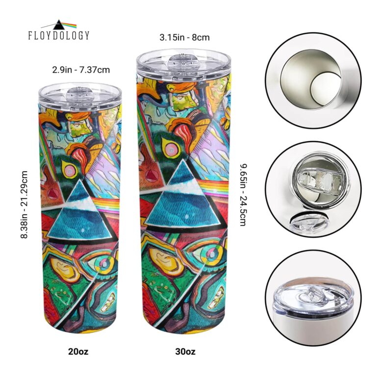 Dark Side of the Moon Pop Art Skinny Stainless Steel Pink Floyd Tumbler