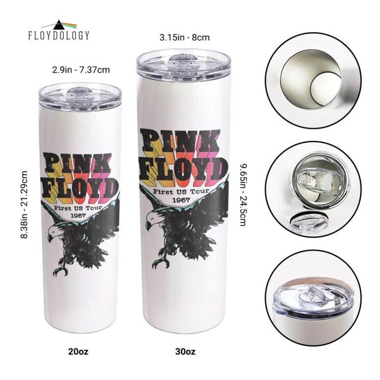 First US Tour 1967 Eagle Skinny Stainless Steel Pink Floyd Tumbler