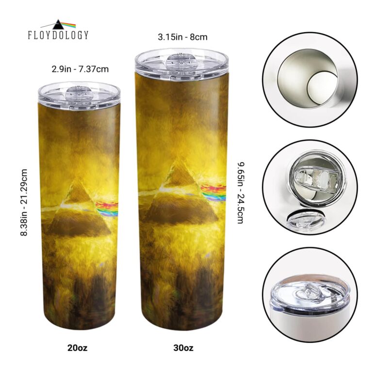 Golden Dark Side Of The Moon Skinny Stainless Steel Pink Floyd Tumbler