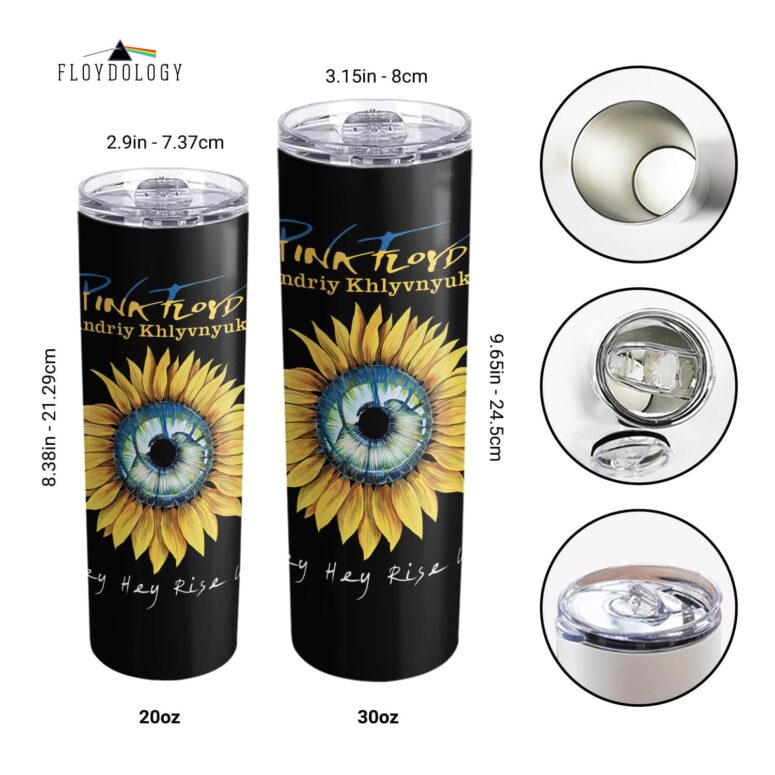 Hey hey Rise up Sunflower Ukraina Skinny Stainless Steel Pink Floyd Tumbler
