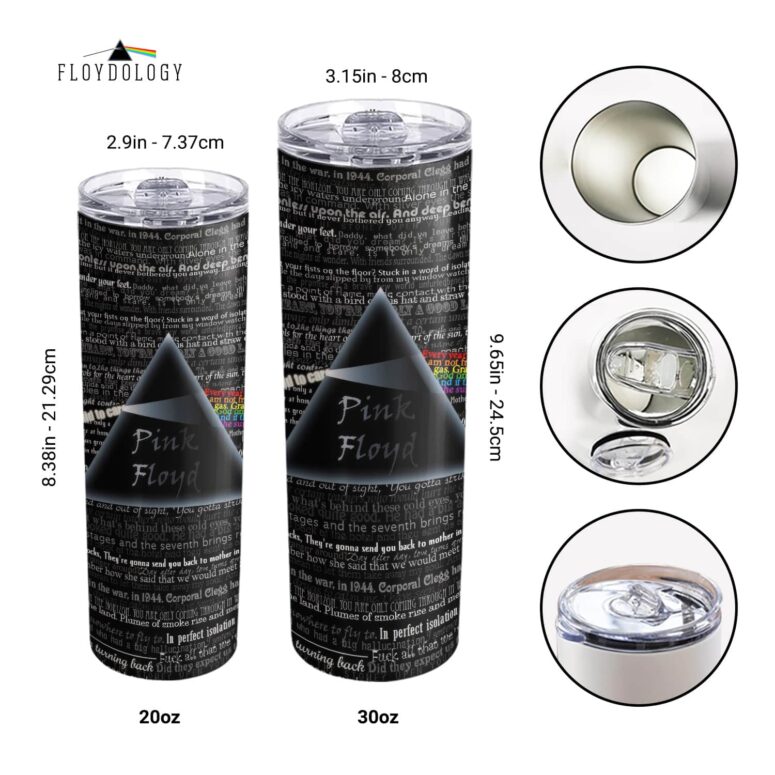 Lyric Collage Prism Vintage Skinny Stainless Steel Pink Floyd Tumbler Lyric Collage Prism Vintage Skinny Stainless Steel Pink Floyd Tumbler