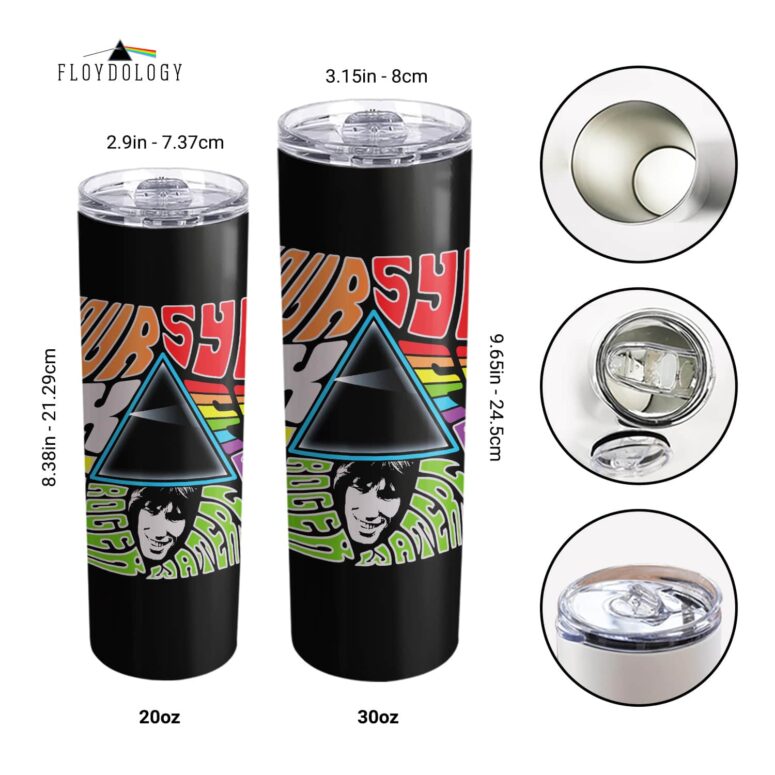 Pink Floyd Members Trippy Collage Skinny Stainless Steel Tumbler