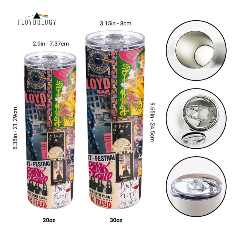Pink Floyd Vintage Rock Concert Skinny Stainless Steel Tumbler