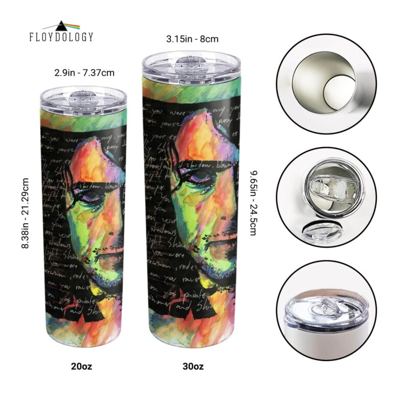Shine on You Crazy Diamond Lyric Syd Barrett Skinny Stainless Steel Pink Floyd Tumbler
