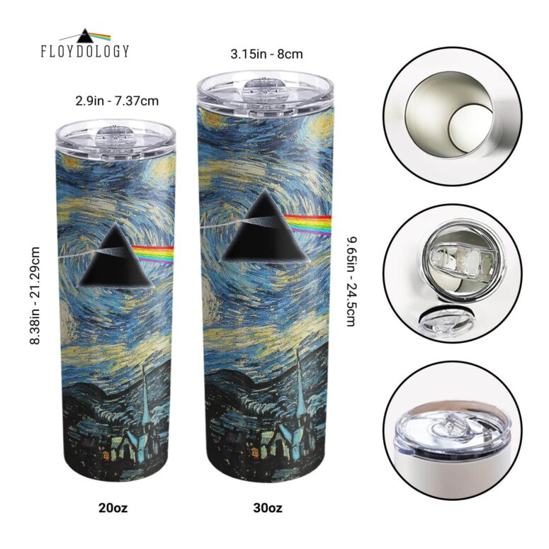 Starry Night Dark Side Of The Moon Van Gogh Skinny Stainless Steel Pink Floyd Tumbler Starry Night Dark Side Of The Moon Van Gogh Skinny Stainless Steel Pink Floyd Tumbler
