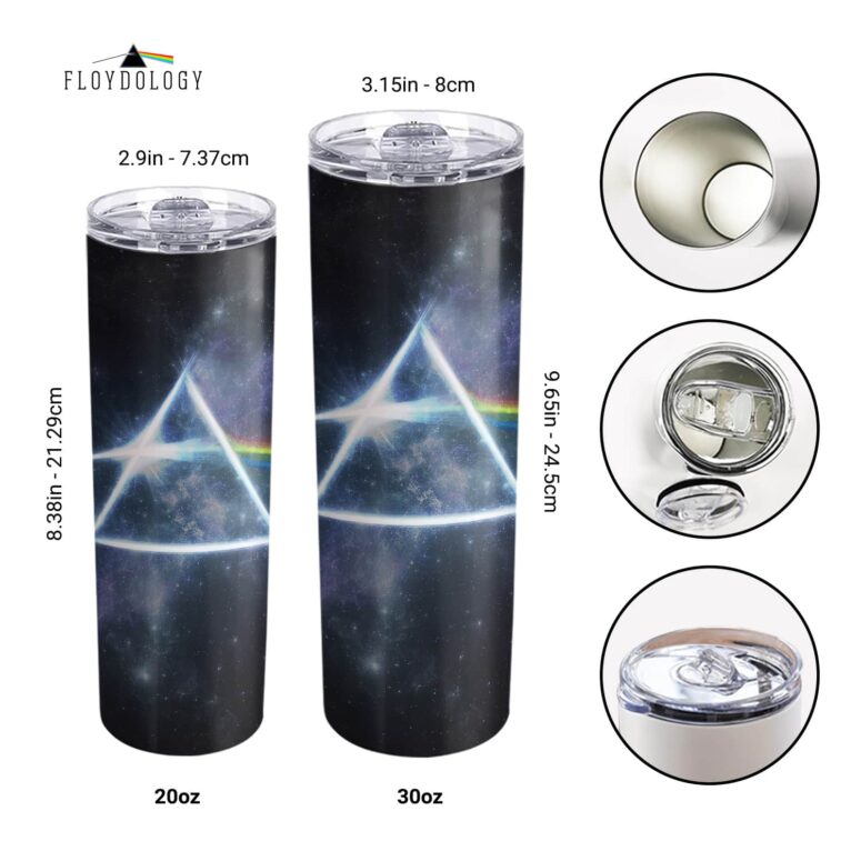 The Dark Side Of The Moon Prism ArtWork Skinny Stainless Steel Pink Floyd Tumbler