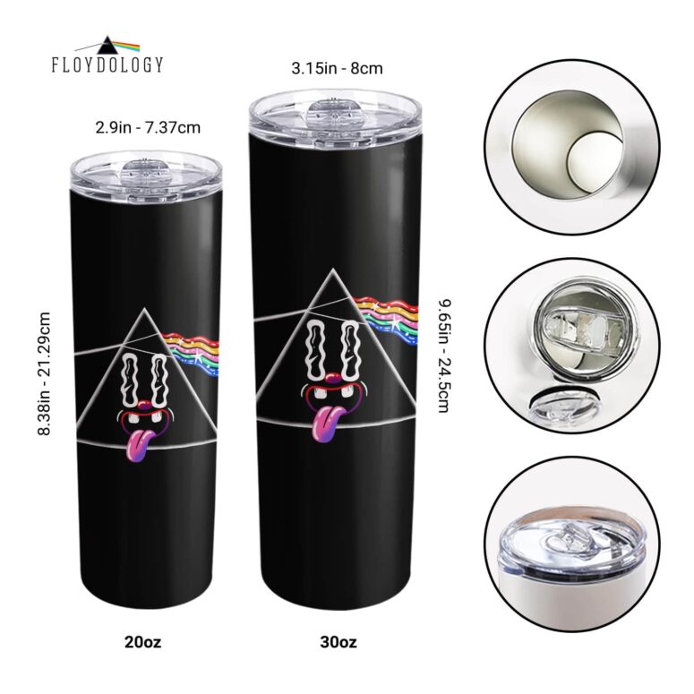 The Dark Side Of The Moon Retro PopArt Illustration Skinny Stainless Steel Pink Floyd Tumbler