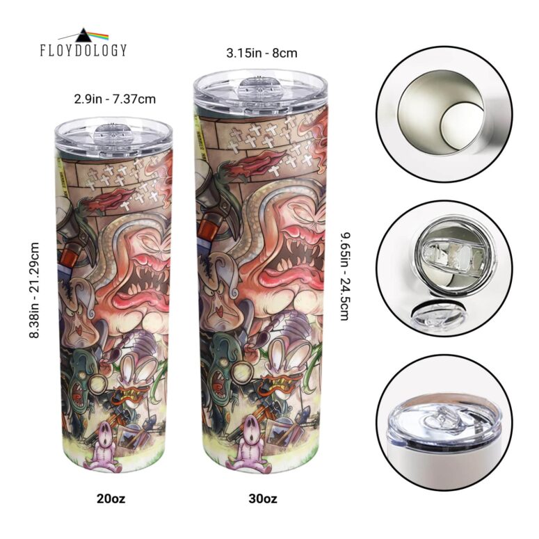 The Wall Hammer Teacher Illustration Art Skinny Stainless Steel Pink Floyd Tumbler