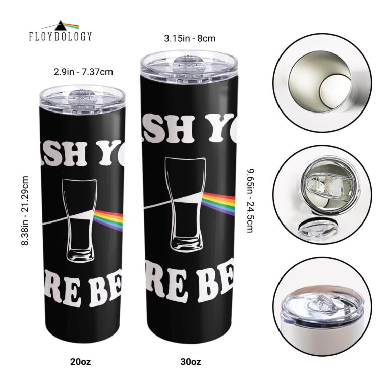 Wish You Were Beer Skinny Stainless Steel Pink Floyd Tumbler