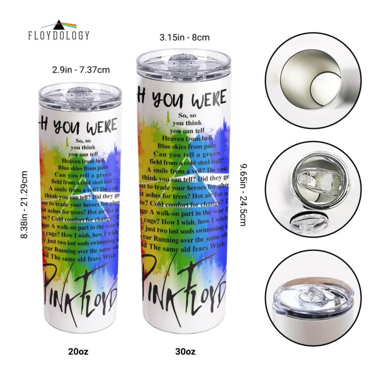 Wish You were here lyric Art Skinny Stainless Steel Pink Floyd Tumbler