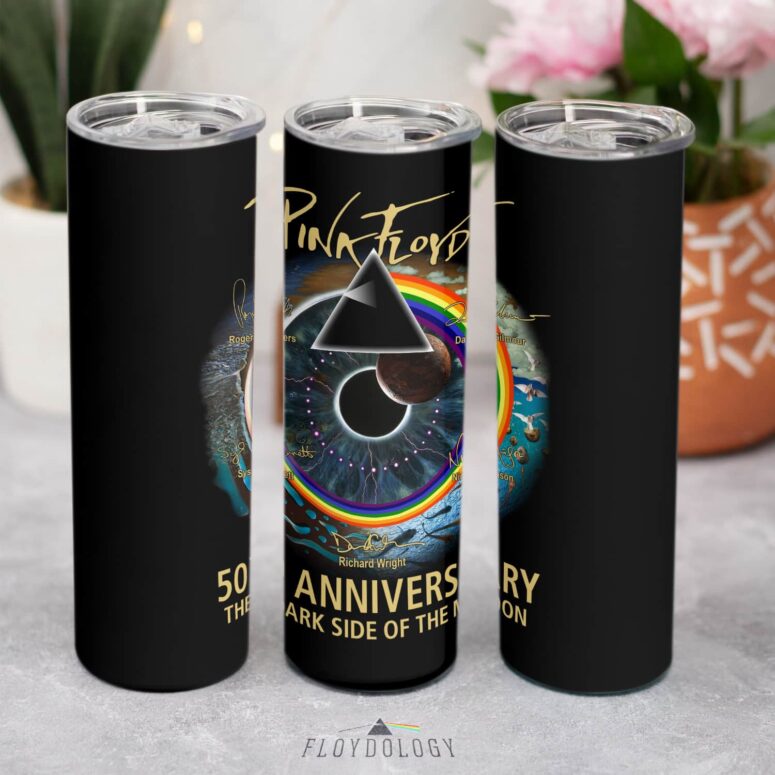 Dark Side Of The Moon 50th Anniversary Signed Skinny Stainless Steel Pink Floyd Tumbler