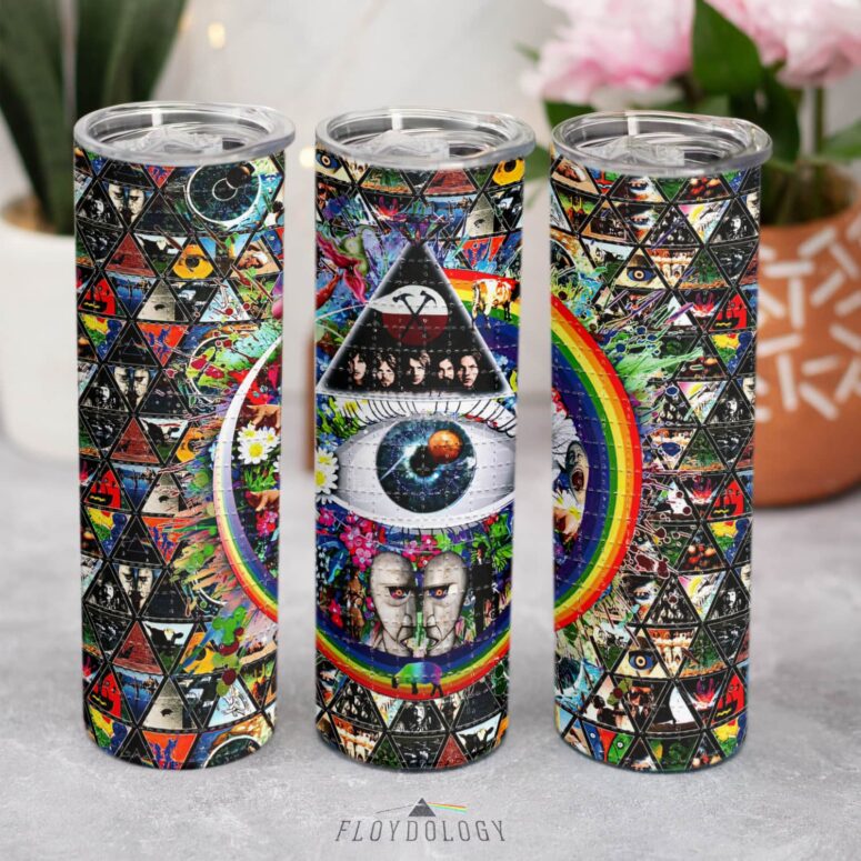 Album Cover Ring Collage Blotter Art Skinny Stainless Steel Pink Floyd Tumbler Album Cover Ring Collage Blotter Art Skinny Stainless Steel Pink Floyd Tumbler