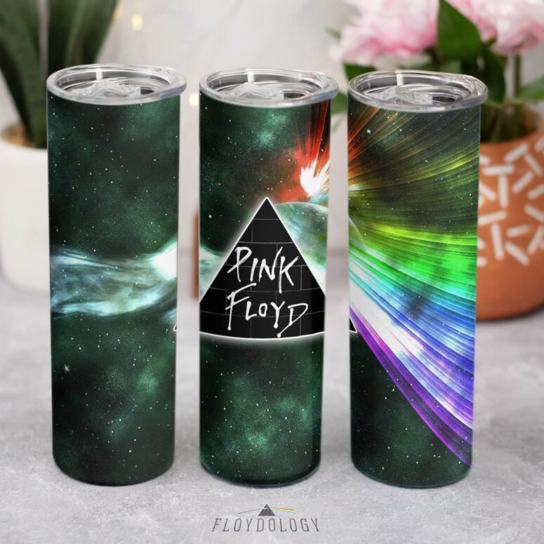 Dark Side Of Moon Galaxy Green Skinny Stainless Steel Pink Floyd Tumbler