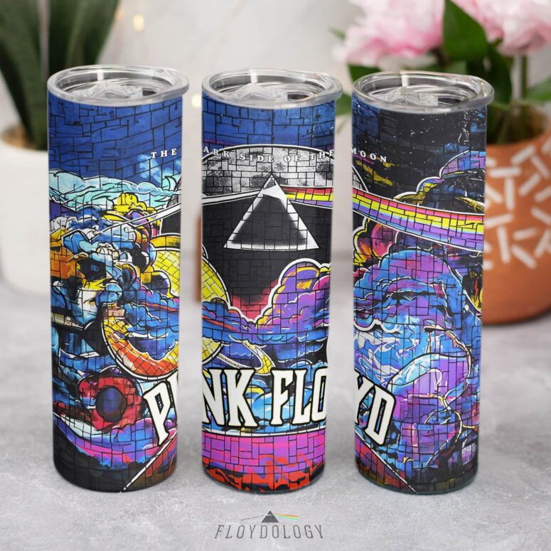 Dark Side Of The Moon The Wall Brick Art Skinny Stainless Steel Pink Floyd Tumbler