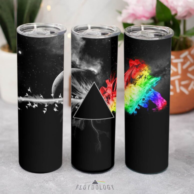 Dark Side Of the Moon in Space Digital Art Skinny Stainless Steel Pink Floyd Tumbler