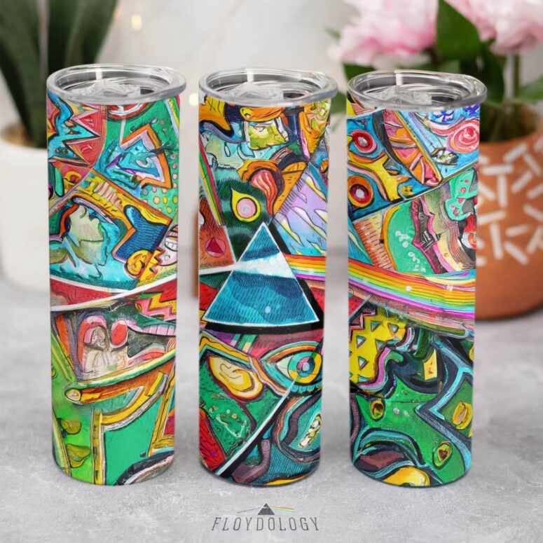 Dark Side of the Moon Pop Art Skinny Stainless Steel Pink Floyd Tumbler