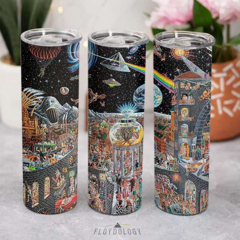 Echoes From The Darkside Of The Moon Skinny Stainless Steel Pink Floyd Tumbler