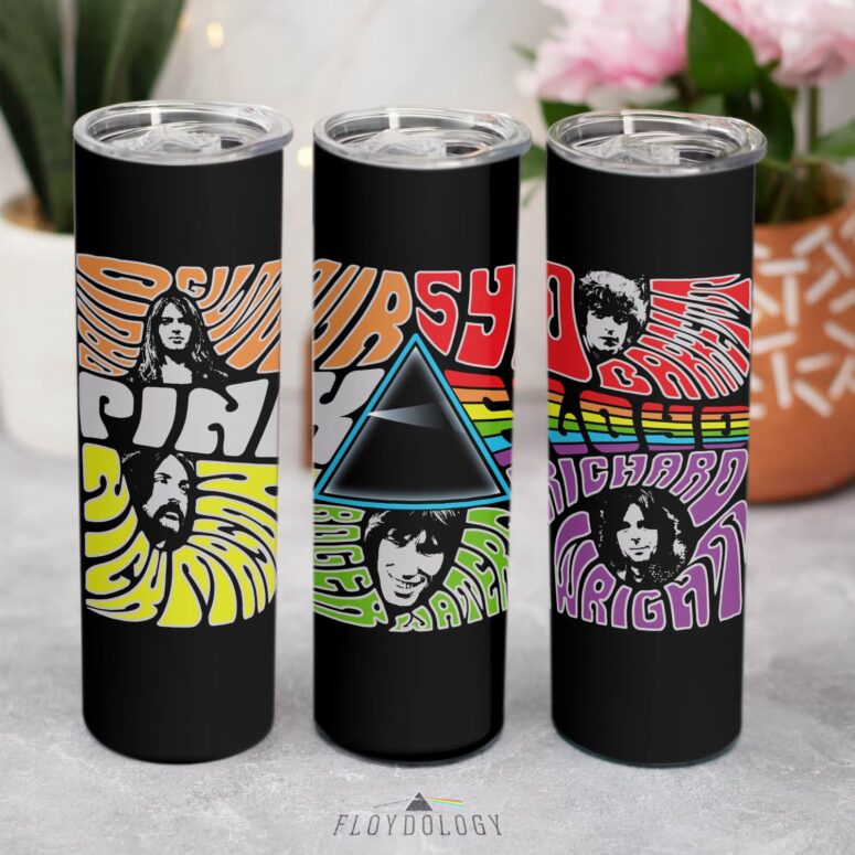 Pink Floyd Members Trippy Collage Skinny Stainless Steel Tumbler