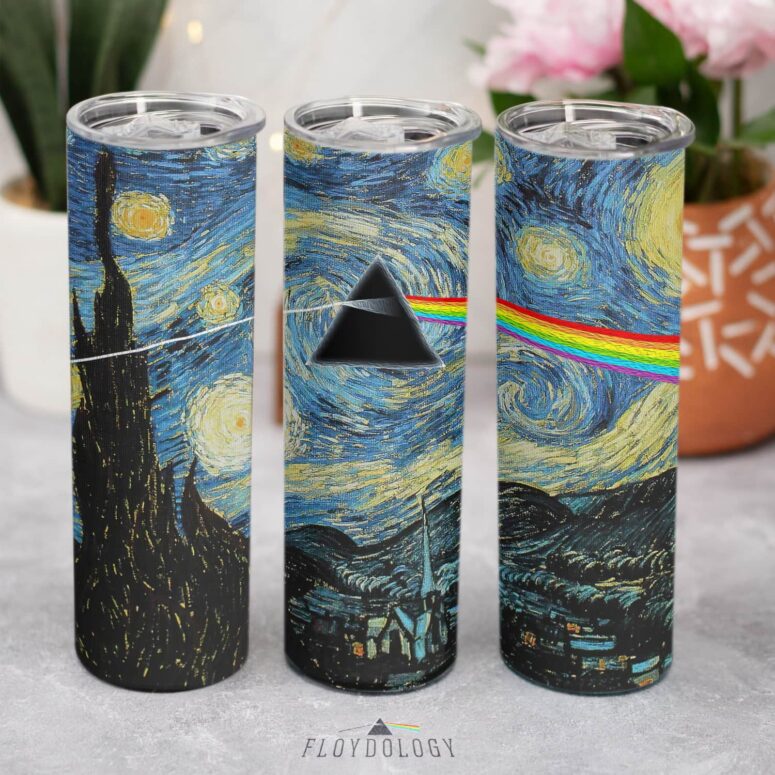 Starry Night Dark Side Of The Moon Van Gogh Skinny Stainless Steel Pink Floyd Tumbler Starry Night Dark Side Of The Moon Van Gogh Skinny Stainless Steel Pink Floyd Tumbler