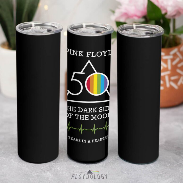 The Dark Side Of The Moon 50 Years In A Heartbeat Skinny Stainless Steel Pink Floyd Tumbler