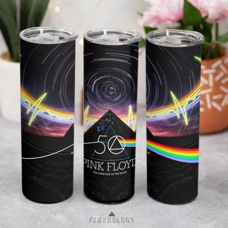 The Dark Side Of The Moon Pyramid Night Sky Skinny Stainless Steel Pink Floyd Tumbler