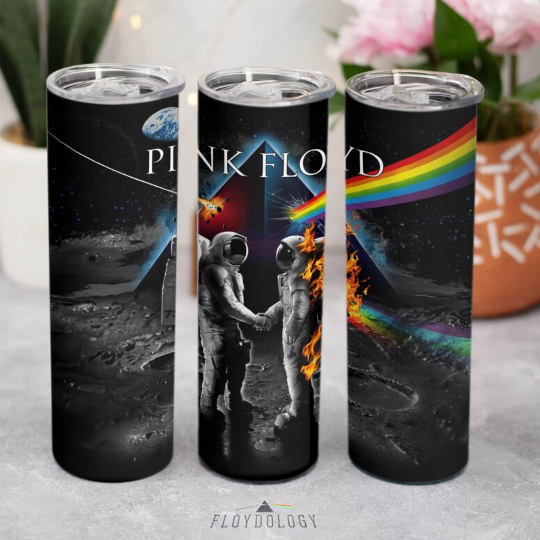 Wish You Were Here DSOTM Astronaut Handshake Skinny Stainless Steel Pink Floyd Tumbler Wish You Were Here DSOTM Astronaut Handshake Skinny Stainless Steel Pink Floyd Tumbler