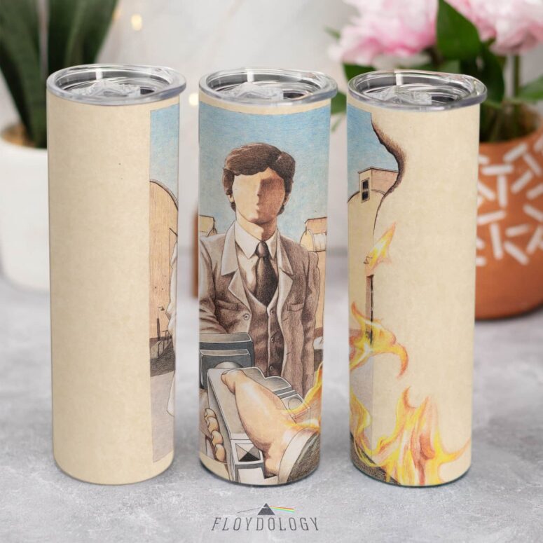 Wish You Were here Machine Illustration Skinny Stainless Steel Pink Floyd Tumbler Wish You Were here Machine Illustration Skinny Stainless Steel Pink Floyd Tumbler