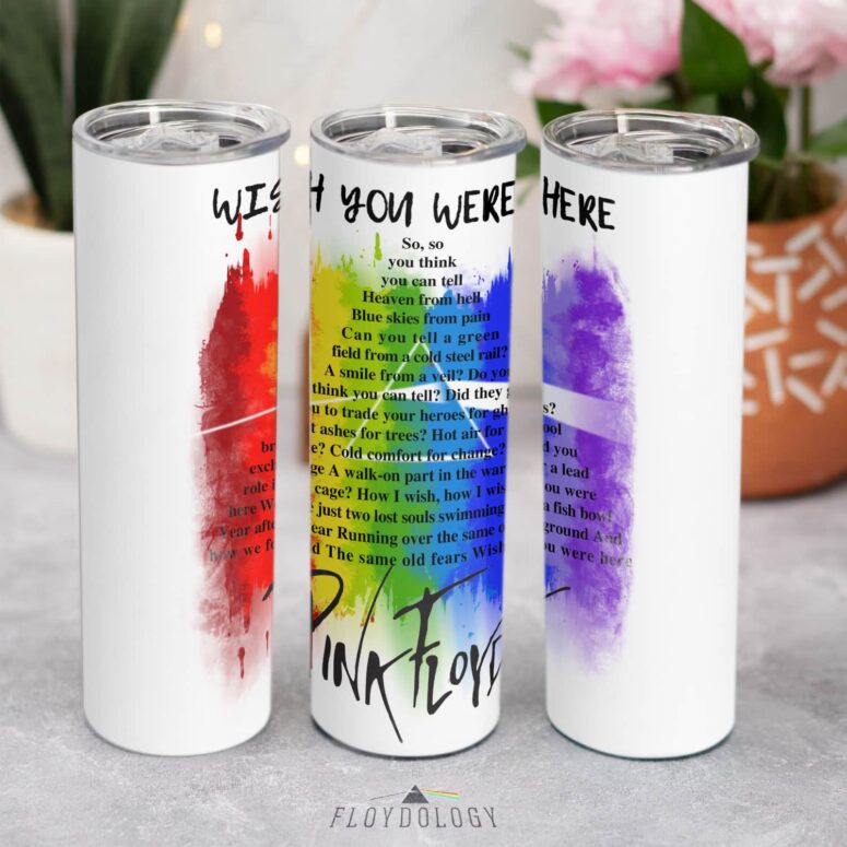 Wish You were here lyric Art Skinny Stainless Steel Pink Floyd Tumbler