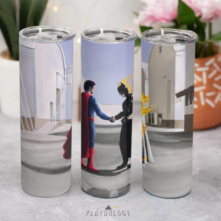 superman vs batman Wish You Were Here Skinny Stainless Steel Pink Floyd Tumbler