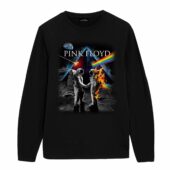Wish You Were Here Dsotm Astronaut Handshake Front Longsleeve Black - OtherBrick