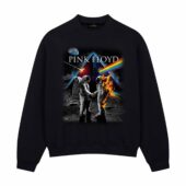 Wish You Were Here Dsotm Astronaut Handshake Front Sweatshirt Black - OtherBrick