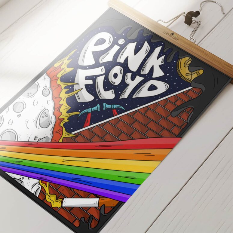 The Wall DSOTM Money Hammers Have a Cigar Illustration - Pink Floyd Poster