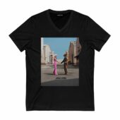 Barbenheimer Pink Floyd Wish You Were Here Front Vneck Black - OtherBrick