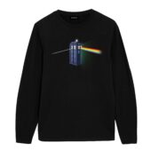 Doctor Who Pink Floyd Tardis Dark Side Of The Booth Front Longsleeve Black - OtherBrick