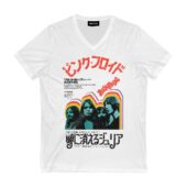Japanese Pink Floyd Darker Side Of The Rising Sun 1972 Front Vneck White - OtherBrick