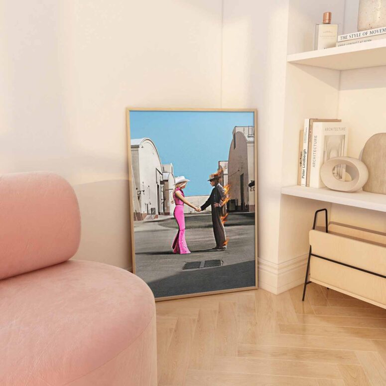BarbenHeimer Pink Floyd Wish You Were Here Poster BarbenHeimer Pink Floyd Wish You Were Here Poster