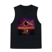 Calvin And Hobbes Gazing At The Moon Eclipse Front Tank Black - OtherBrick